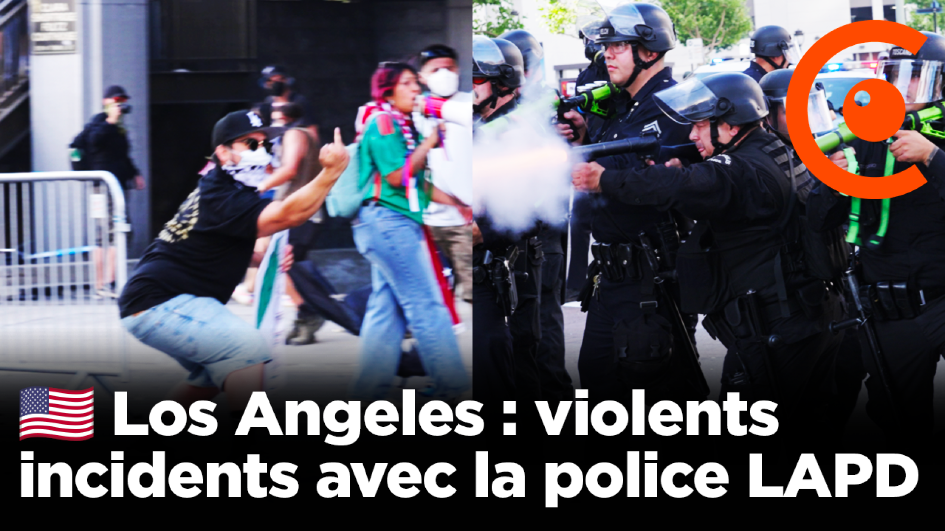 Los Angeles : violents incidents avec la police LAPD lors de la dispersion des manifestants