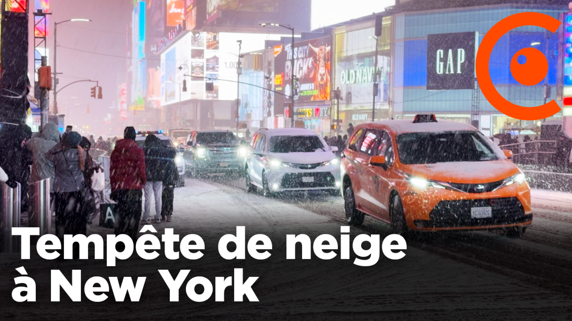 Snowstorm: Times Square in the snow in New York