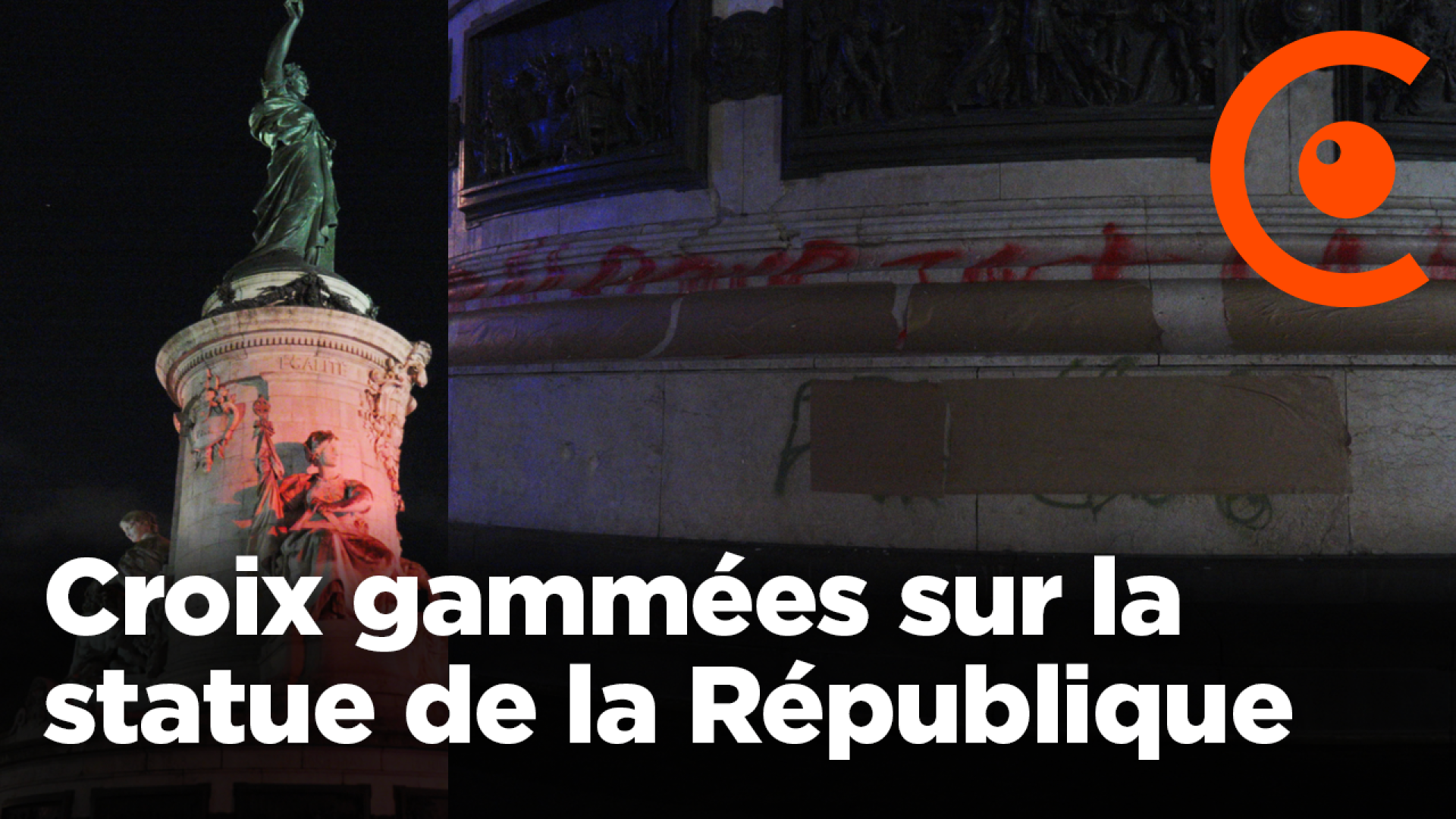 La statue de la République taguée avec des croix gammées et des slogans antisémites
