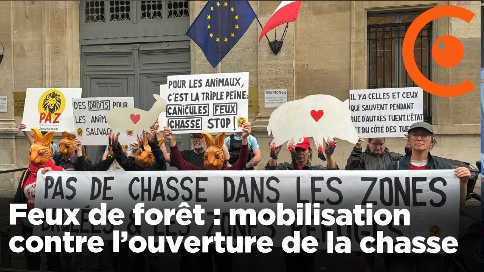 Feux de forêt : manifestation contre l'ouverture de la chasse devant le ministère