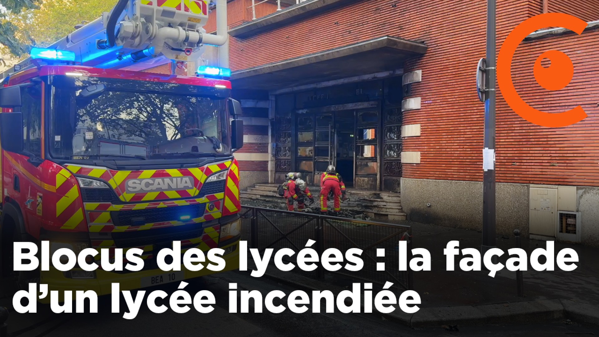 Blocus lycéens : la façade d’un lycée brûlée ce matin 