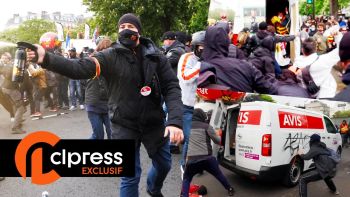 1er-Mai : Le cortège syndical et les camions de la CGT attaqués