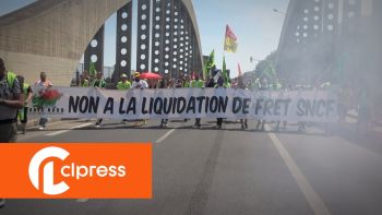 Manifestation des cheminots contre le réforme du fret ferroviaire