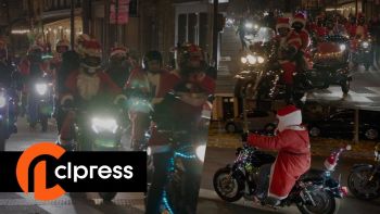 1000 motorcyclists dressed as Santa Claus for the orphans of firefighters