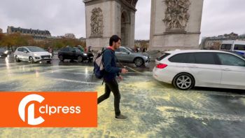 5 years of "Yellow Vests": yellow paint on the Champs-Élysées