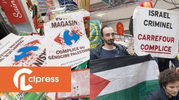 Action pour appeler au boycott de Carrefour en soutien à la Palestine