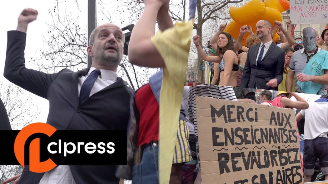 Blanquer's lookalike at the salary protest.