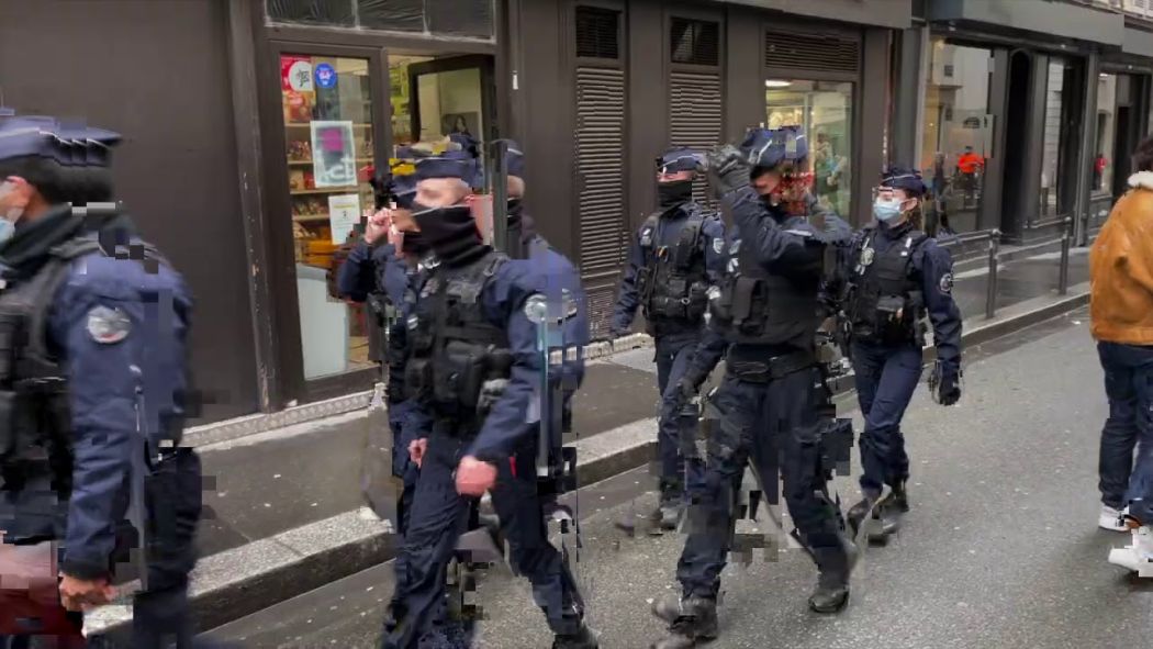 CGT Energy action in front of the headquarters of La République En Marche