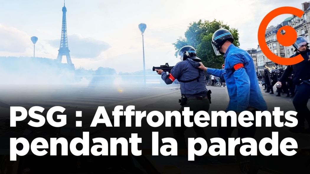 PSG : parade des joueurs : affrontements entre supporters et policiers sur le pont de l'Alma