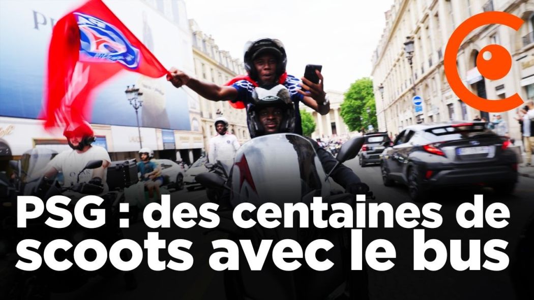 PSG : des centaines de supporters en scooters accompagnent le bus des joueurs vers Paris