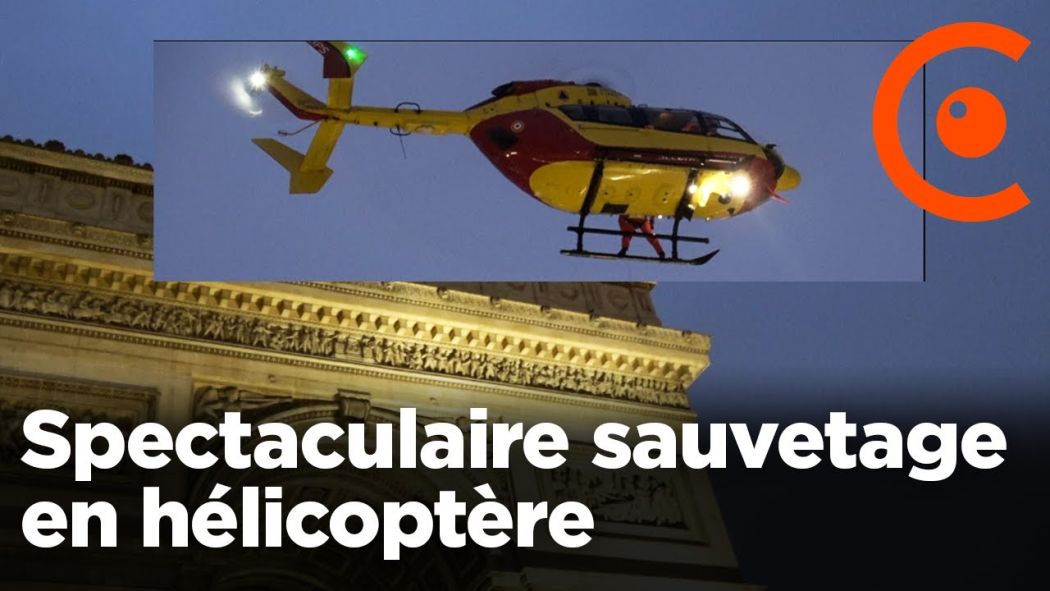 Sauvetage spectaculaire : les pompiers hélitreuillent un homme de 70 ans depuis l'Arc de Triomphe