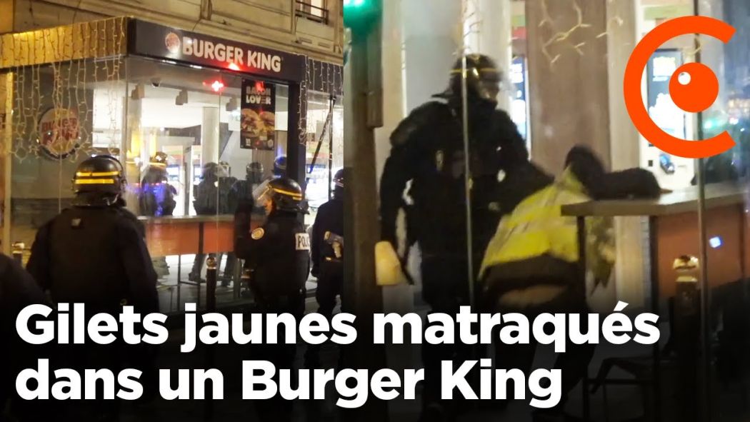 Police violence in a Burger King during Act 3 of the Yellow Vests movement