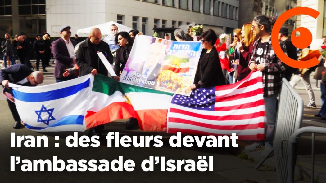 Iran : manifestation et des fleurs devant l’ambassade d'Israël à Paris