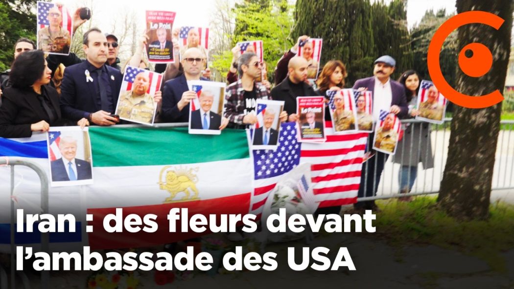 IRAN : des fleurs devant l’ambassade des USA à Paris