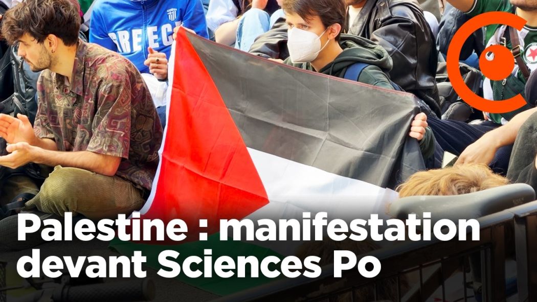 Palestine: demonstration in front of Sciences Po in Paris