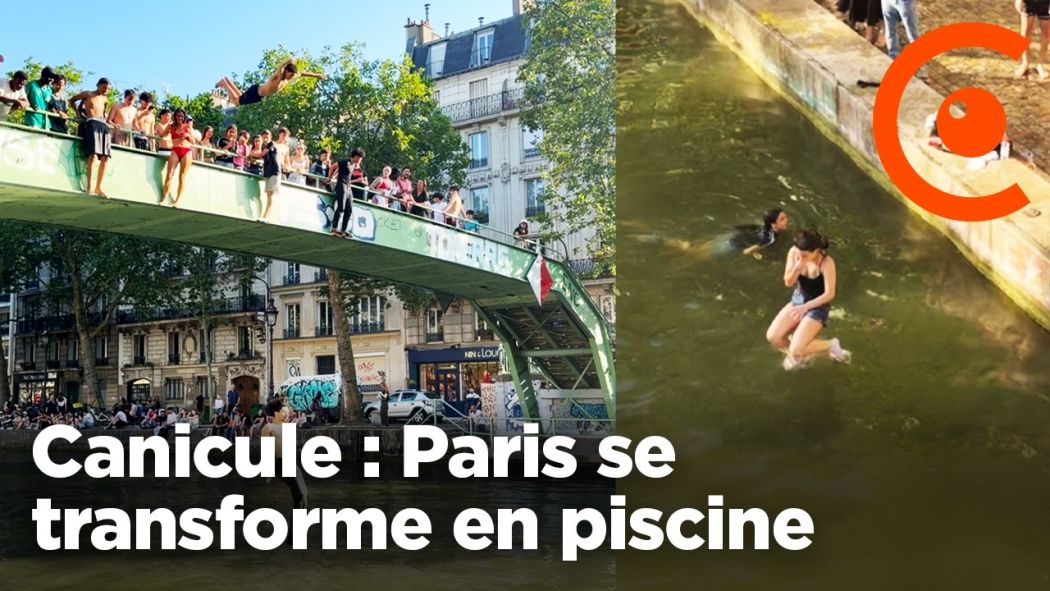 Heatwave in Paris: jumping in the Canal St Martin and swimming in Trocadéro.