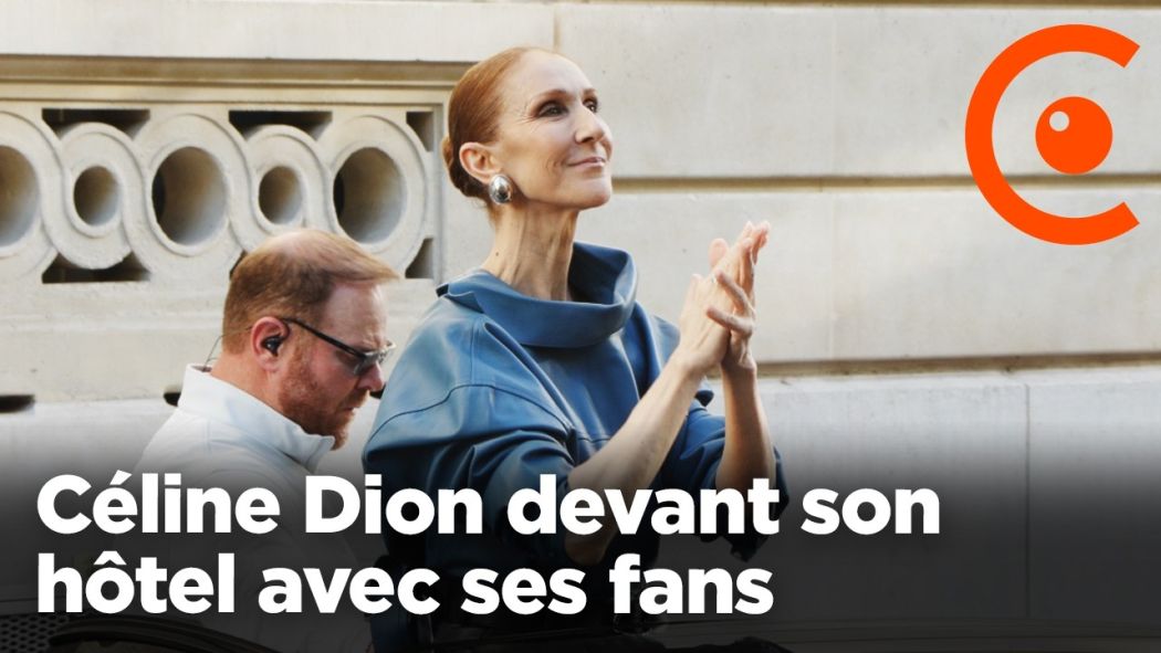 Céline Dion avec ses fans devant son hôtel avant les répétitions de son concert