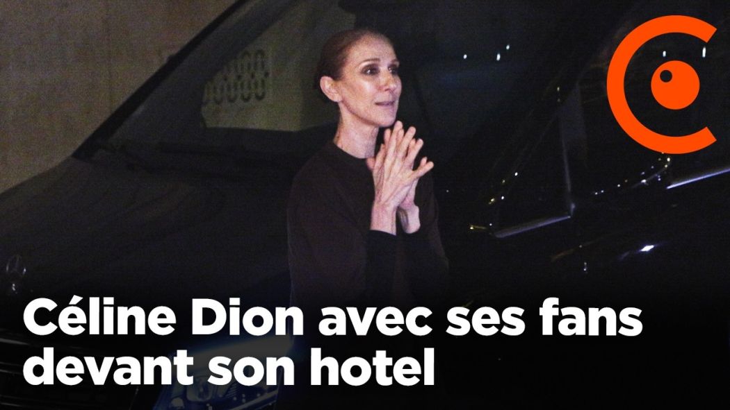 Céline Dion avec ses fans devant son hôtel dans la nuit
