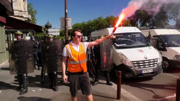 Manifestation de cheminots en marge du Congrès de Versailles 