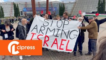Manifestation anti-Israël devant le salon Milipol