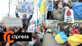 Ukraine : manifestation devant l'ambassade Russe en France