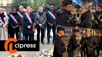 Attentats du 13 novembre : Mélenchon rend hommage et rencontre des policiers devant le Bataclan