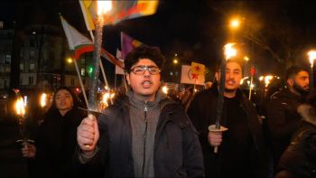 Marche aux flambeaux des kurdes pour Afrin