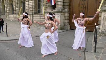 Action des Femen devant le Sénat contre la réforme de la justice 